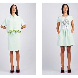 Risto 2013 Retro Kinky Mermaid 100% Silk Romper mint aqua size small summer‎